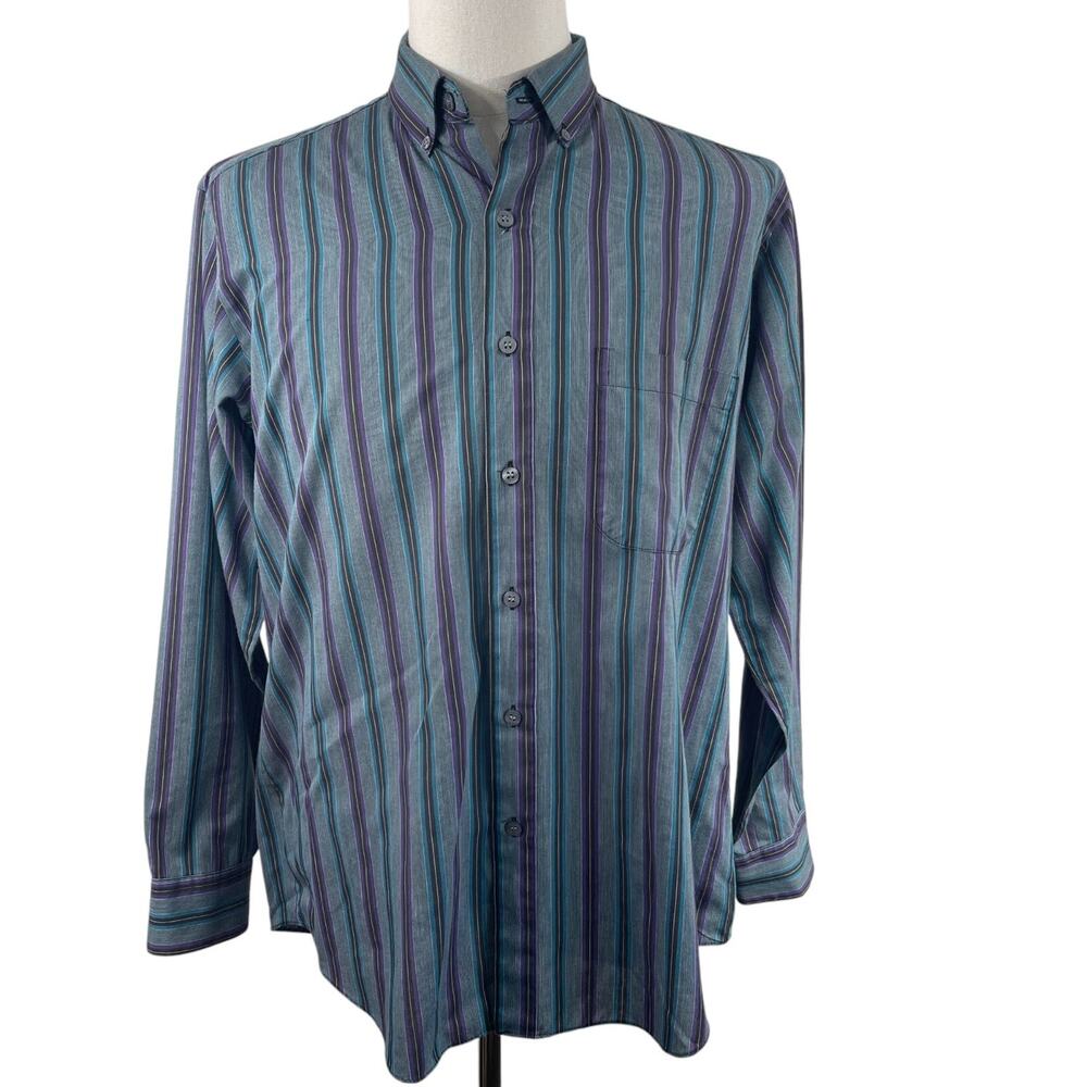 VTG 80s Levi's Colorgraph Long Sleeve Shirt Button Up Men Sz L Striped Preppy
